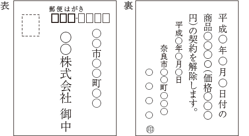 はがき(引受時刻証明郵便扱い)の場合