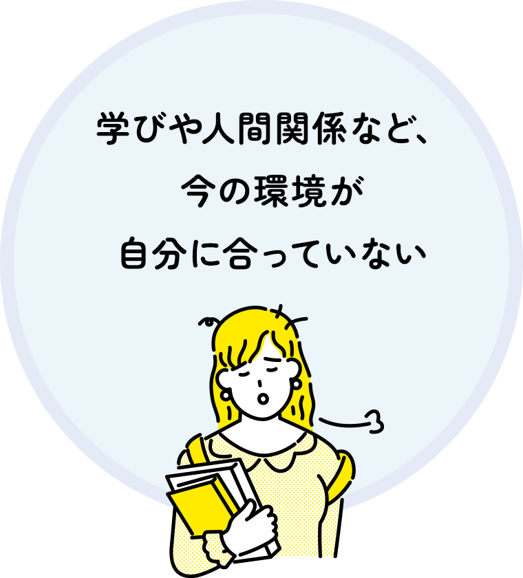 学びや人間関係など、 今の環境が 自分に合っていない